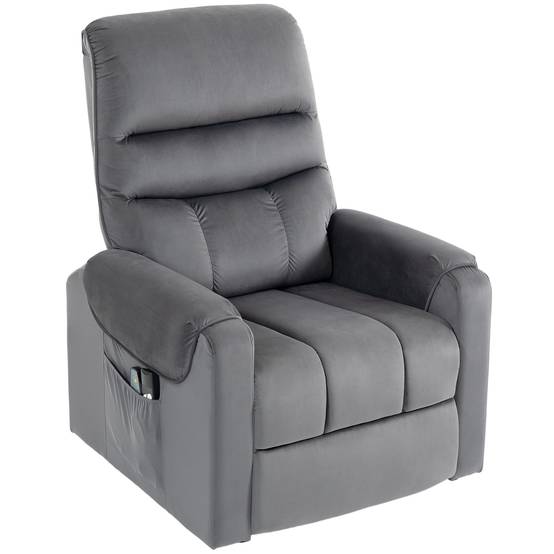 Fauteuil releveur électrique massage vibration et chaleur, fauteuil relax électrique en velours, gris foncé - Image 2