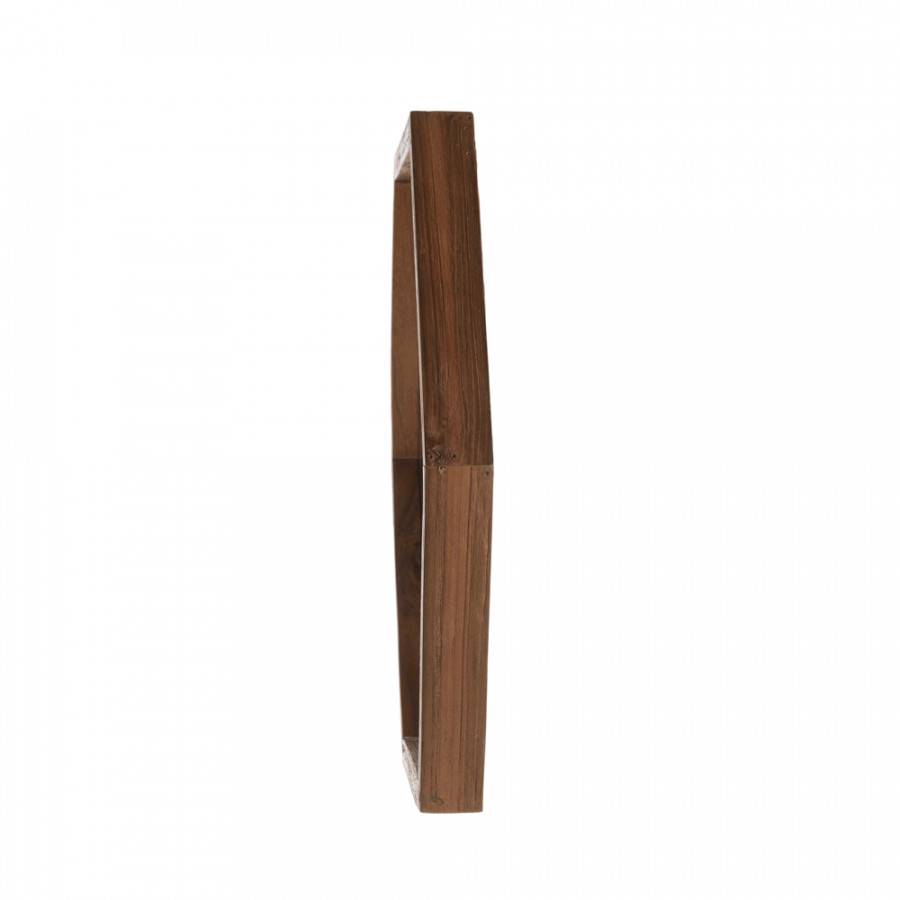 Macabane - ALIDA - Miroir 'L' marron structure bois teck recyclé forme hexagone - Imagen 10