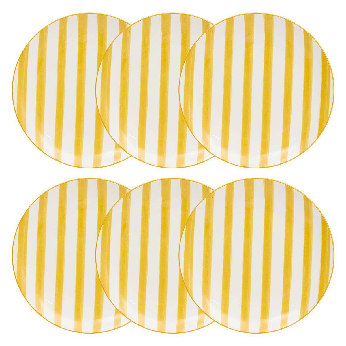 Atmosphera - Lot de 6 assiettes plates rayées Charlie jaune D27cm - Atmosphera Créateur d'intérieur - Image 1