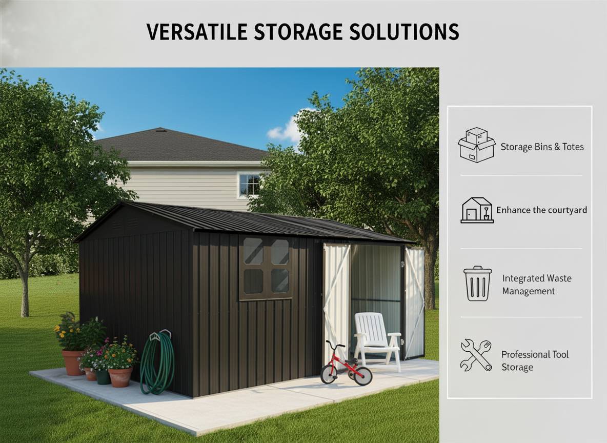 Abri de jardin métal acier galvanisé toit double pente rangement extérieur 10,3 m² noir - ComfortXL Outdoor Living - Image 6