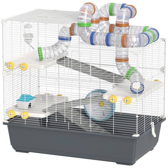 Cage pour hamster métal et plastique gris 78 x 45 x 73 cm - PANGIVO - Image 2