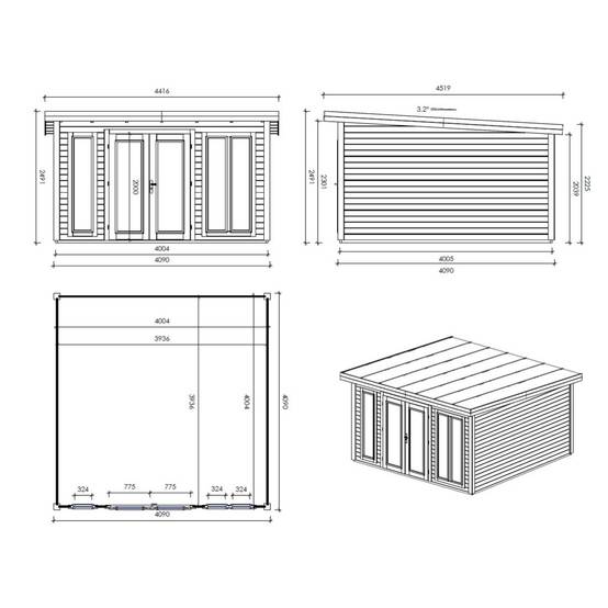 Altanka - Abri de jardin en bois Kira 4,04x4,09m - 12m2 - Ep. 34mm - 000009 - ALTANKA - Image 3