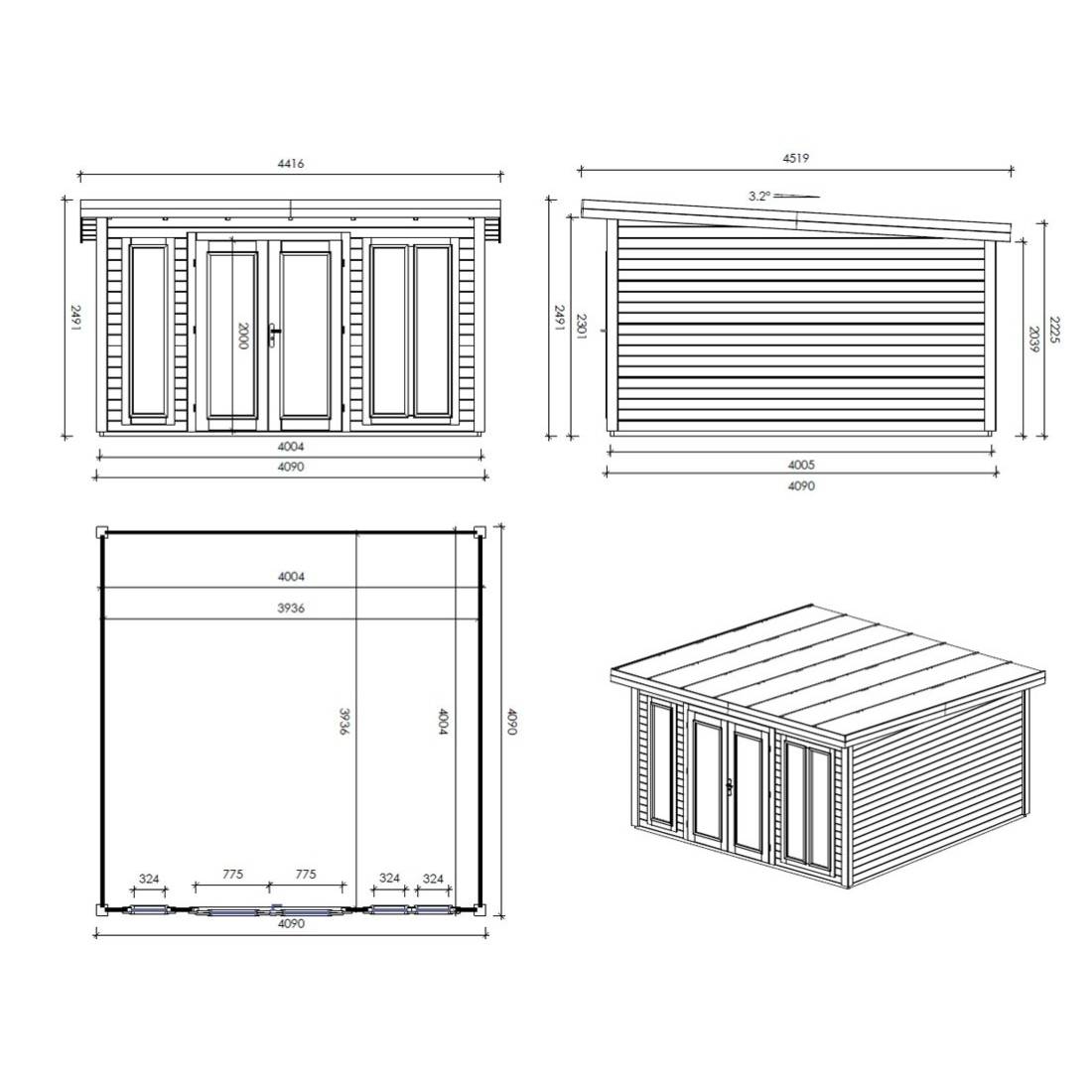 Altanka - Abri de jardin en bois Kira 4,04x4,09m - 12m2 - Ep. 34mm - 000009 - ALTANKA - Image 3