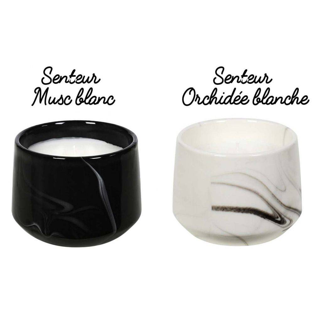 The Home Deco Factory - Bougie parfumée pot en dolomite effet marbre (Lot de 2) 8 x 11 cm The Home Deco Factory - Imagen 3