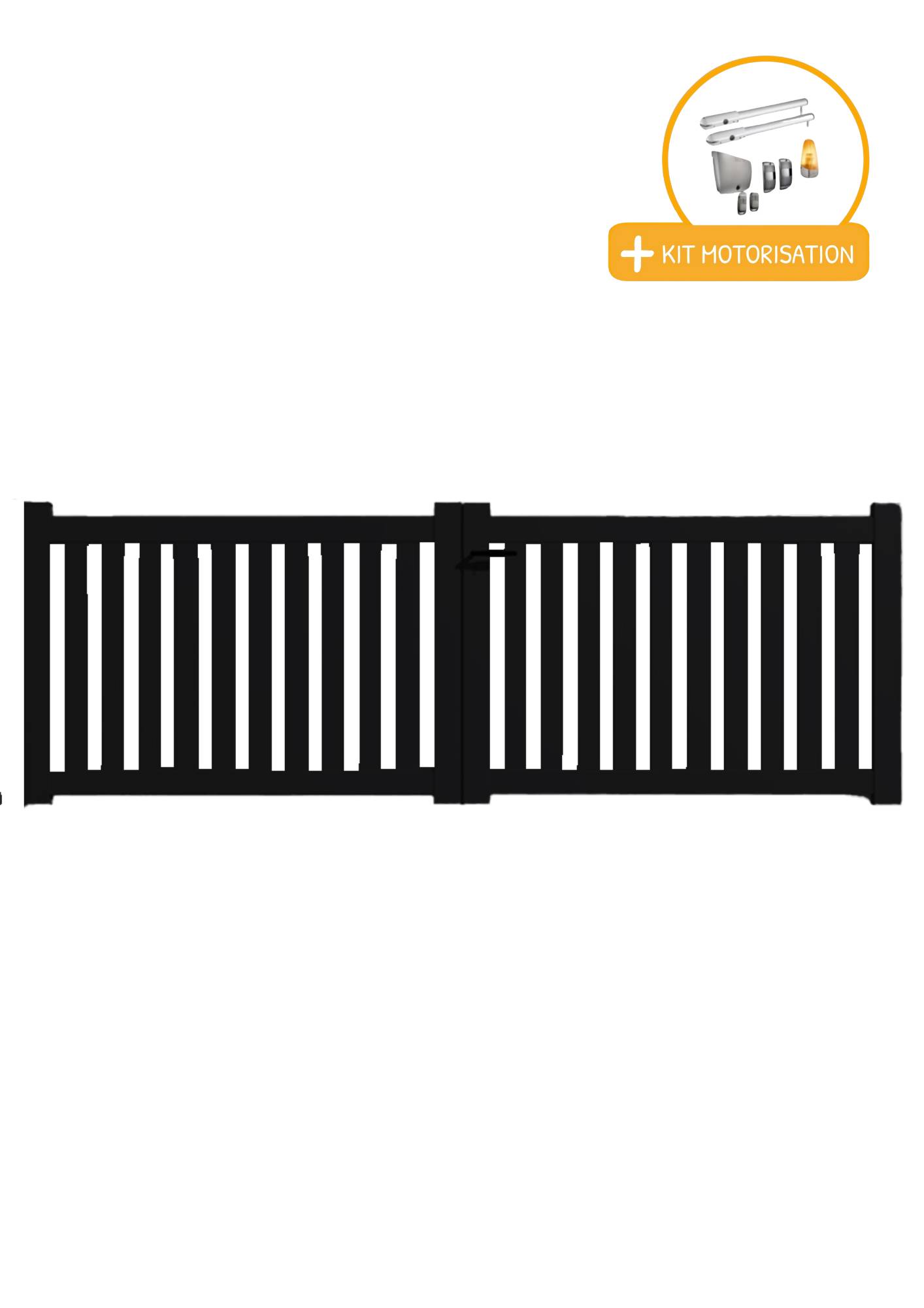 Portail Packit - Portail alu battant ajouré en kit +MOT dim. L.3000 (entre piliers) X H.1200 mmMOT SGS Essential (vérins)  Noir (RAL 9005)