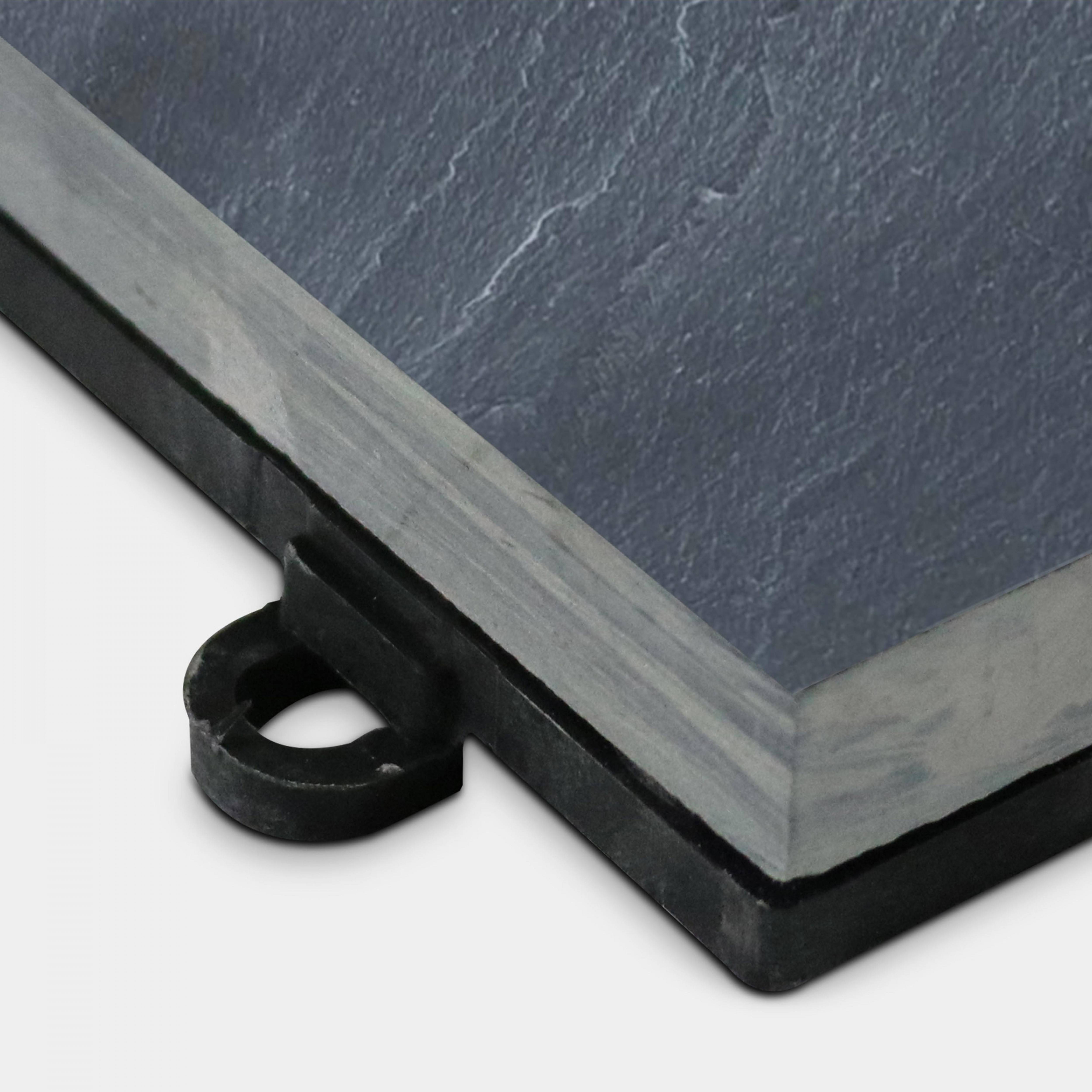 Oviala - Lot de 48 dalles clipsables en pierre naturelle noir - Oviala - Imagen 5