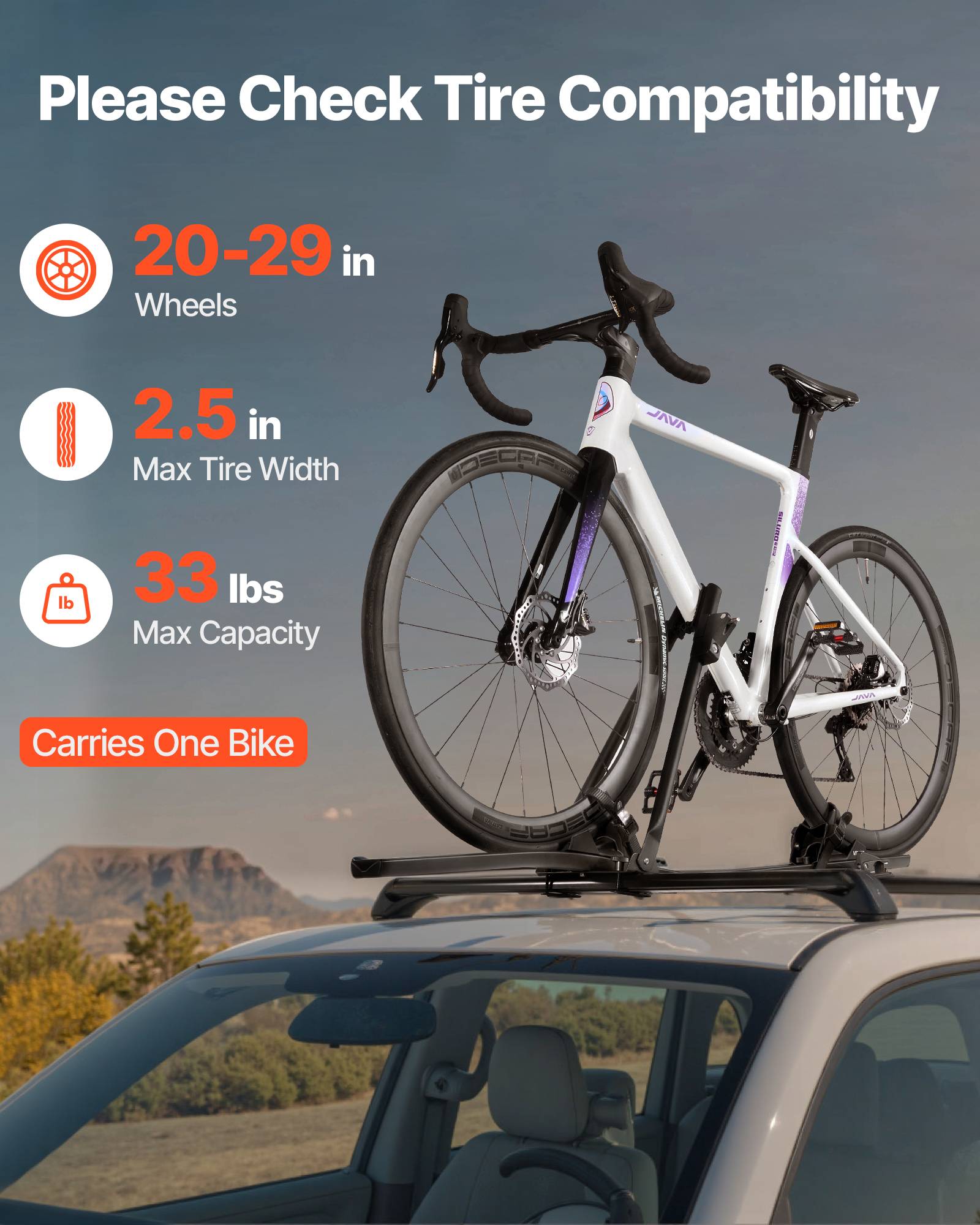 Vevor - VEVOR Porte-vélos de toit en aluminium, capacité 15 kg, pour 1 vélo, verrouillage sécurisé, compatible barres transversales standard, noir - Image 3