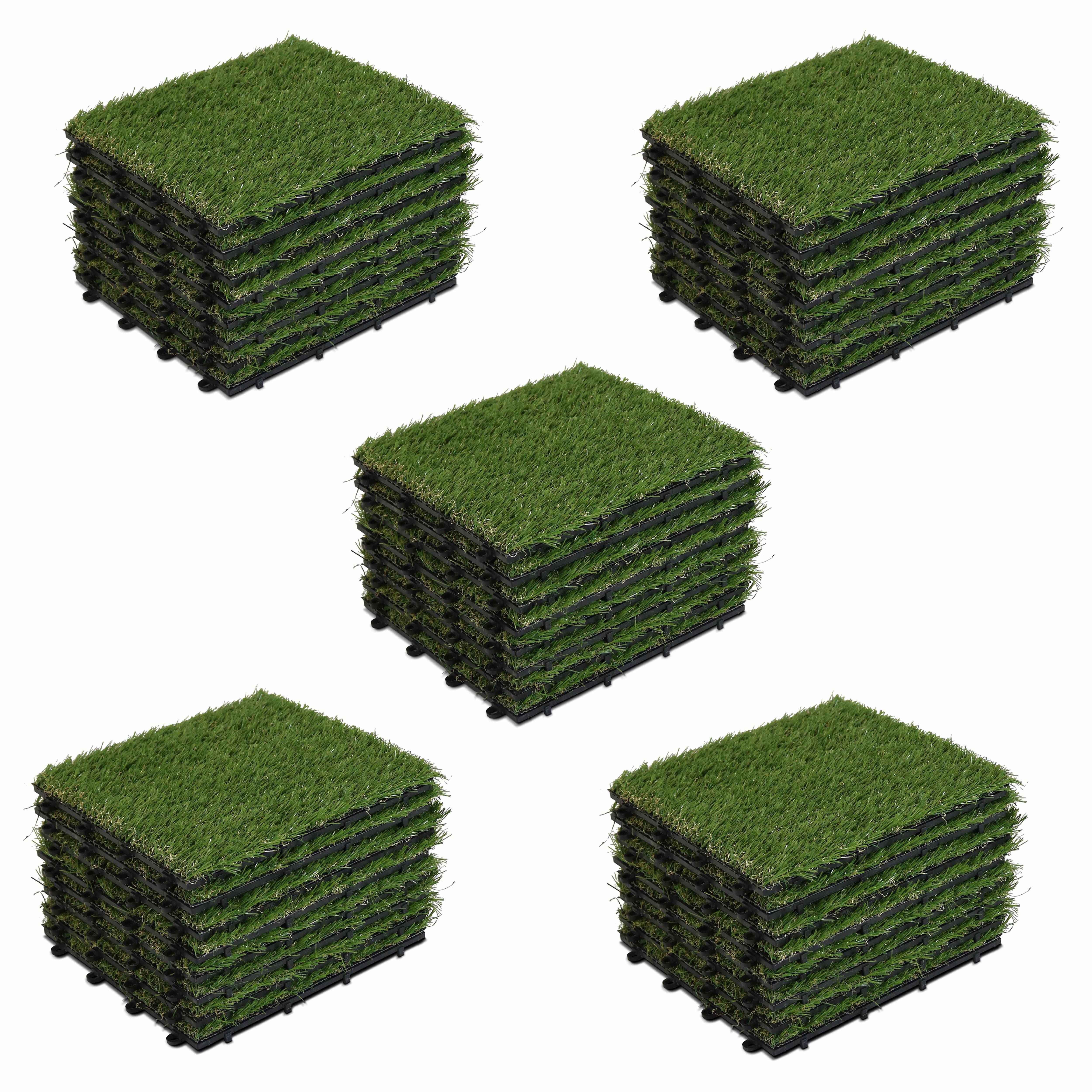 Oviala - Lot de 40 dalles clipsables gazon artificiel vert Arena - Oviala - Imagen 1
