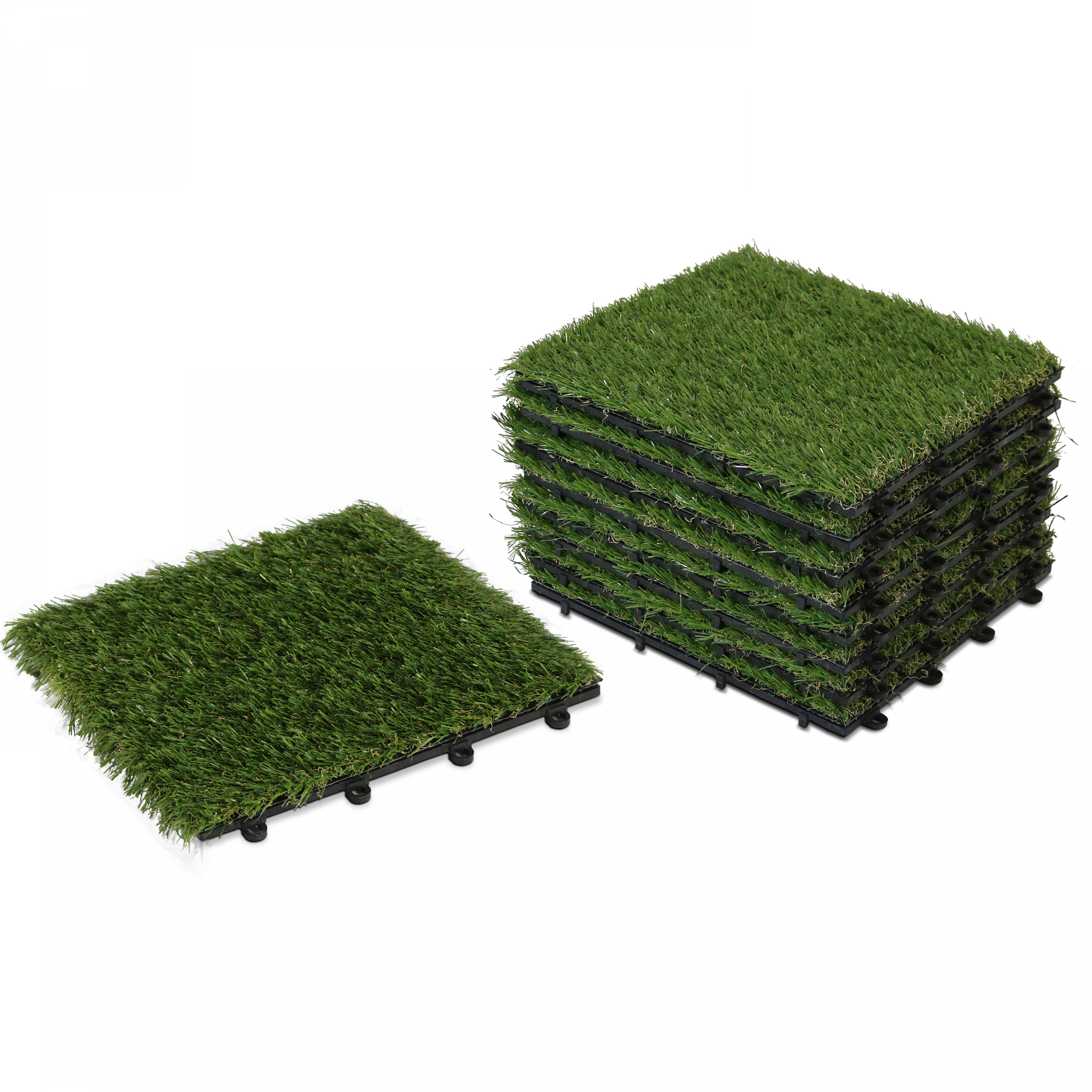 Oviala - Lot de 40 dalles clipsables gazon artificiel vert Arena - Oviala - Imagen 2