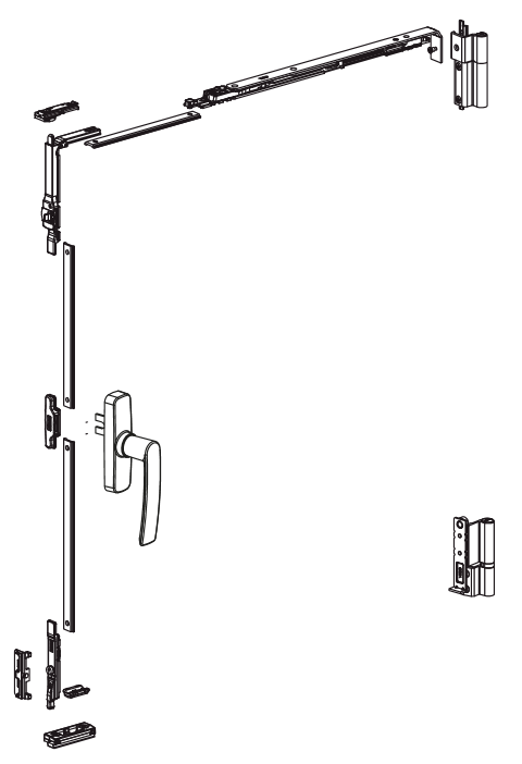 Kit oscillo-battant Galicube 1 V FAPIM à crémone Gea - Compas moyen 562 à 1200 mm - Noir 9005 - 1330BF-37