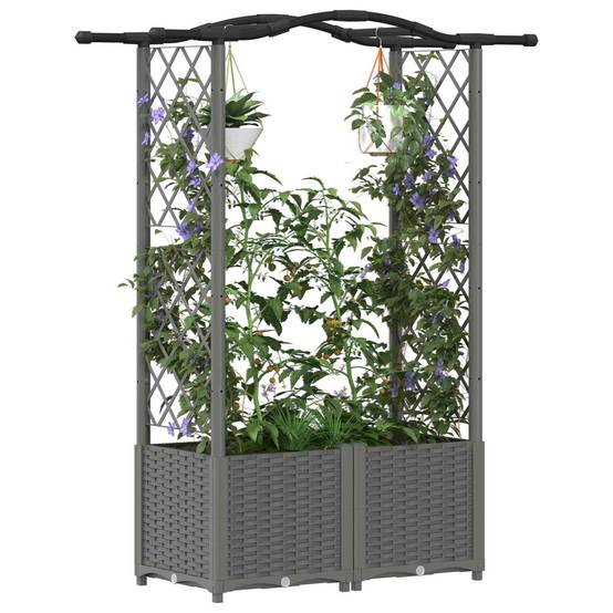ComfortXL - Lit Potager Surélevé Treillis PP Jardin Support Plantes Toit Courbé 125x40x138cm Gris - ComfortXL Outdoor Living - Image 3