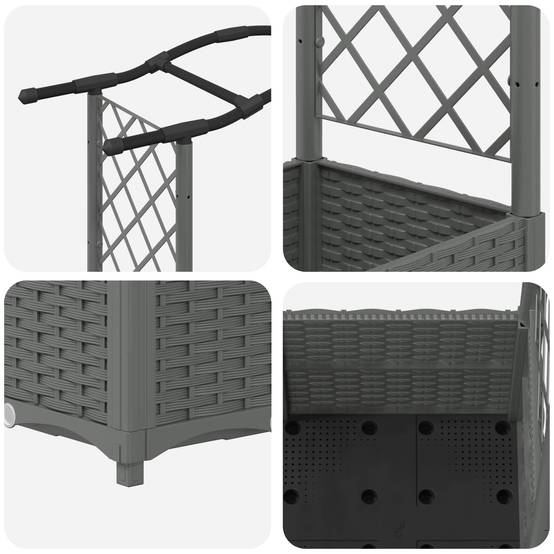 ComfortXL - Lit Potager Surélevé Treillis PP Jardin Support Plantes Toit Courbé 125x40x138cm Gris - ComfortXL Outdoor Living - Image 6