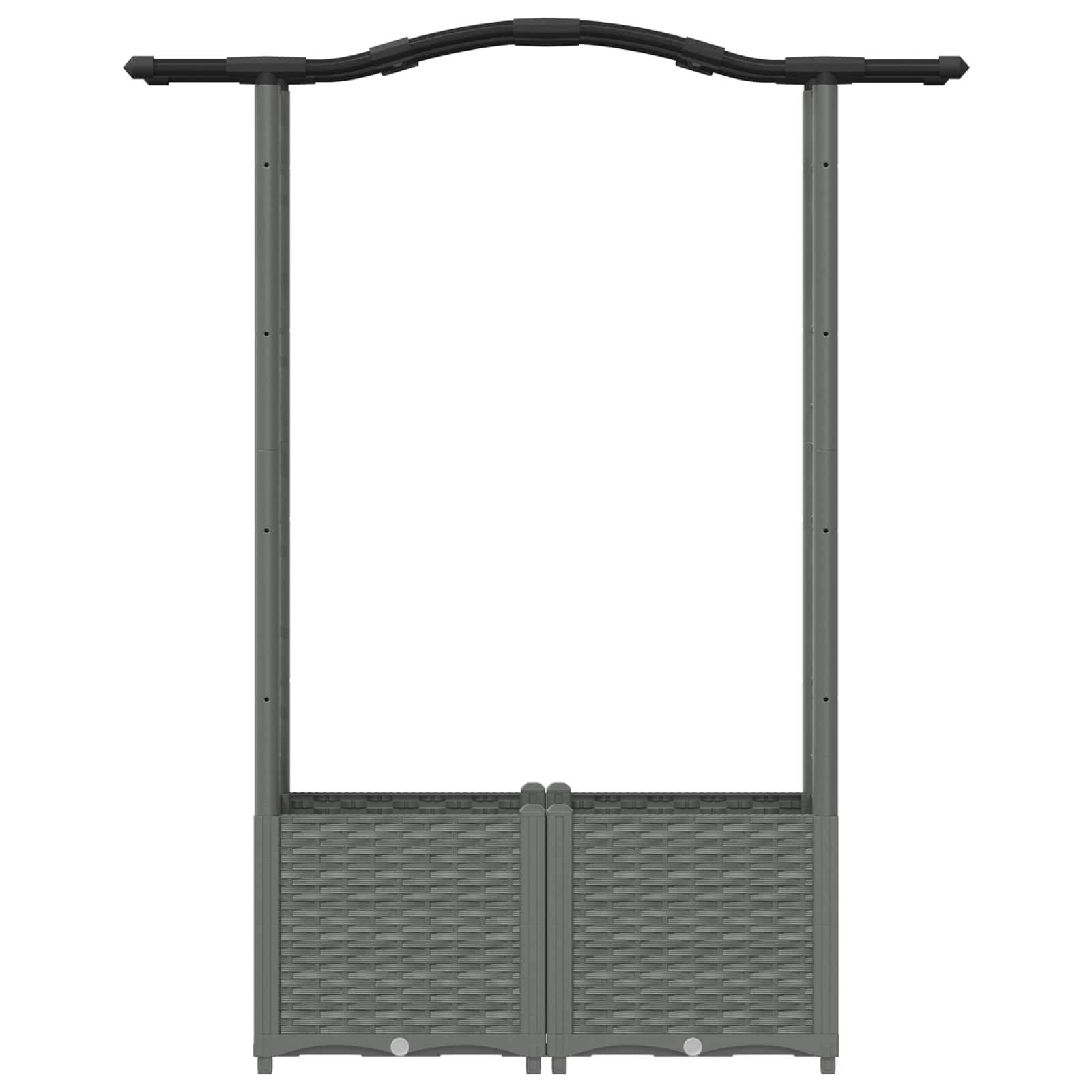 ComfortXL - Lit Potager Surélevé Treillis PP Jardin Support Plantes Toit Courbé 125x40x138cm Gris - ComfortXL Outdoor Living - Image 4