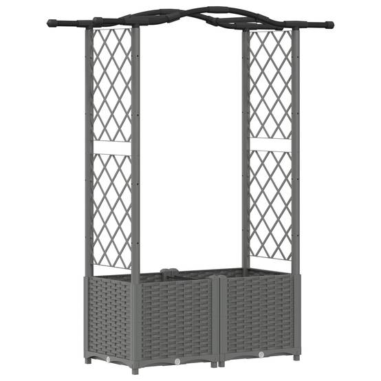 ComfortXL - Lit Potager Surélevé Treillis PP Jardin Support Plantes Toit Courbé 125x40x138cm Gris - ComfortXL Outdoor Living - Image 2