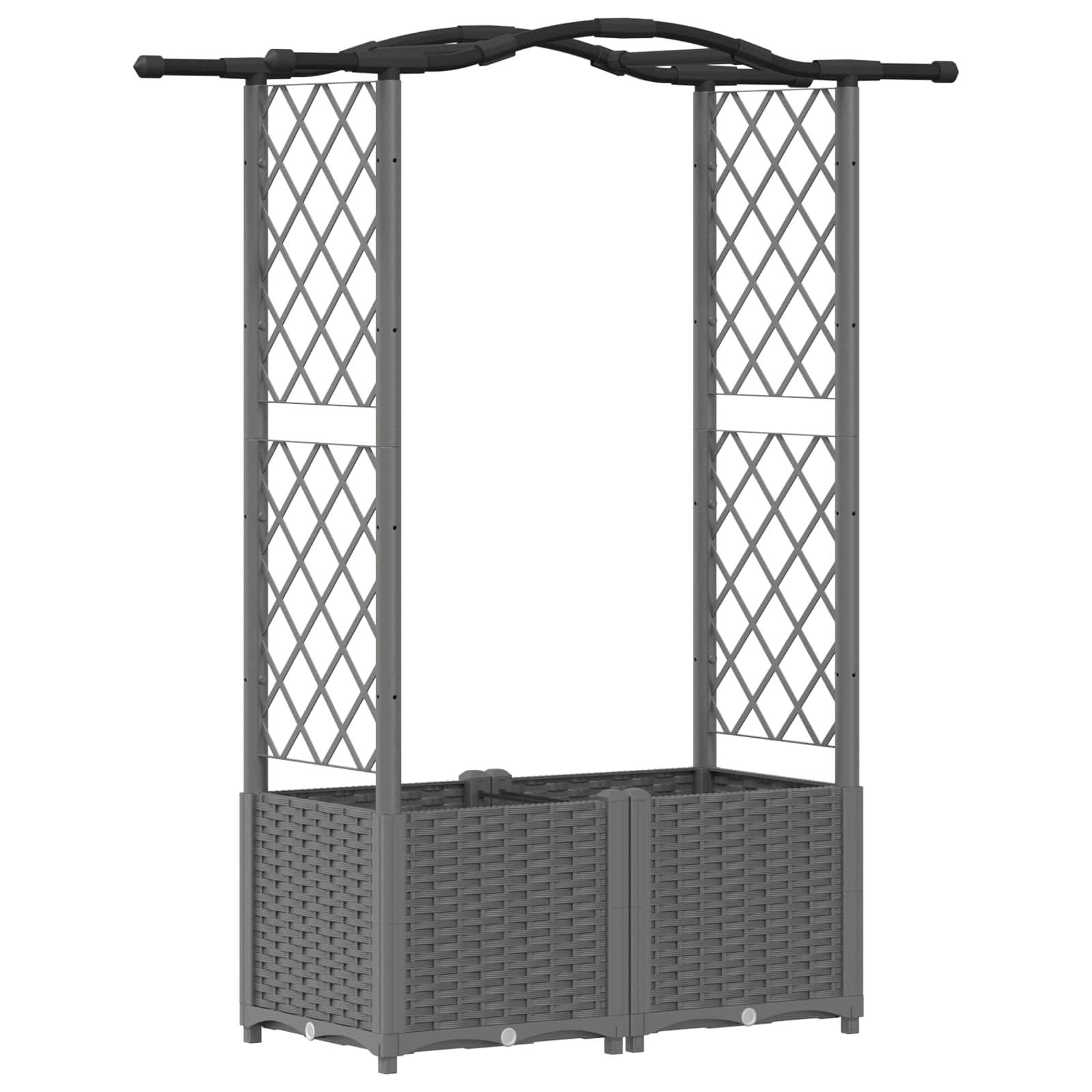 ComfortXL - Lit Potager Surélevé Treillis PP Jardin Support Plantes Toit Courbé 125x40x138cm Gris - ComfortXL Outdoor Living - Image 2