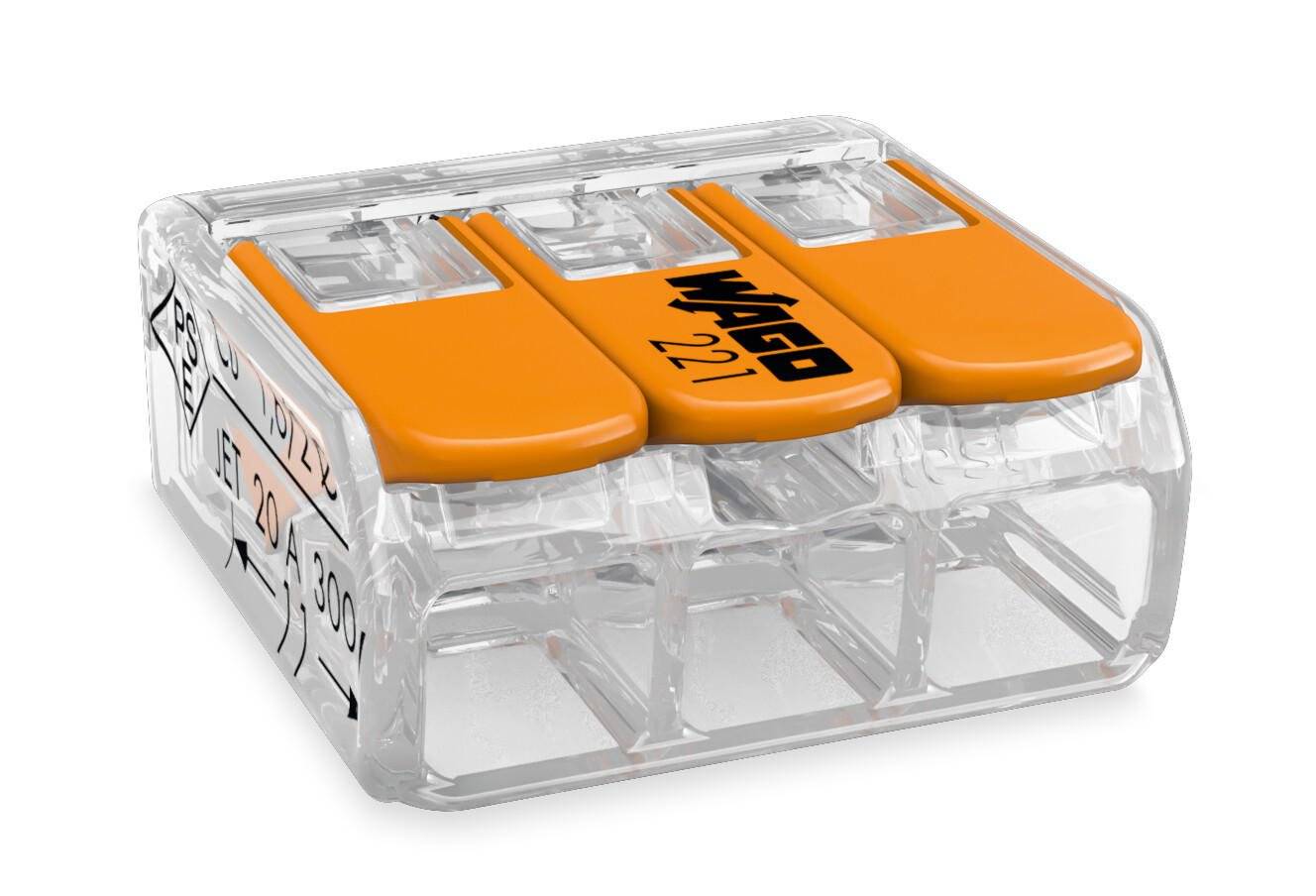 Bornes de raccordement COMPACT 4mm² transparent - WAGO - 221-413 BT 50