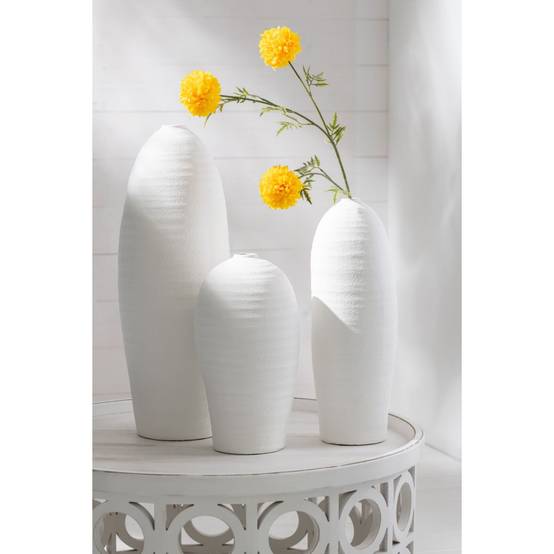 Vase Design en Ciment "Creta" 36cm Blanc - Image 5