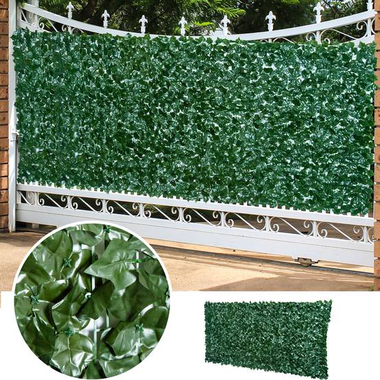 ComfortXL - Brise-vue haie artificielle en PE 300 x 150 cm vert foncé balcon terrasse clôture jardin feuillage anti-UV - Image 1