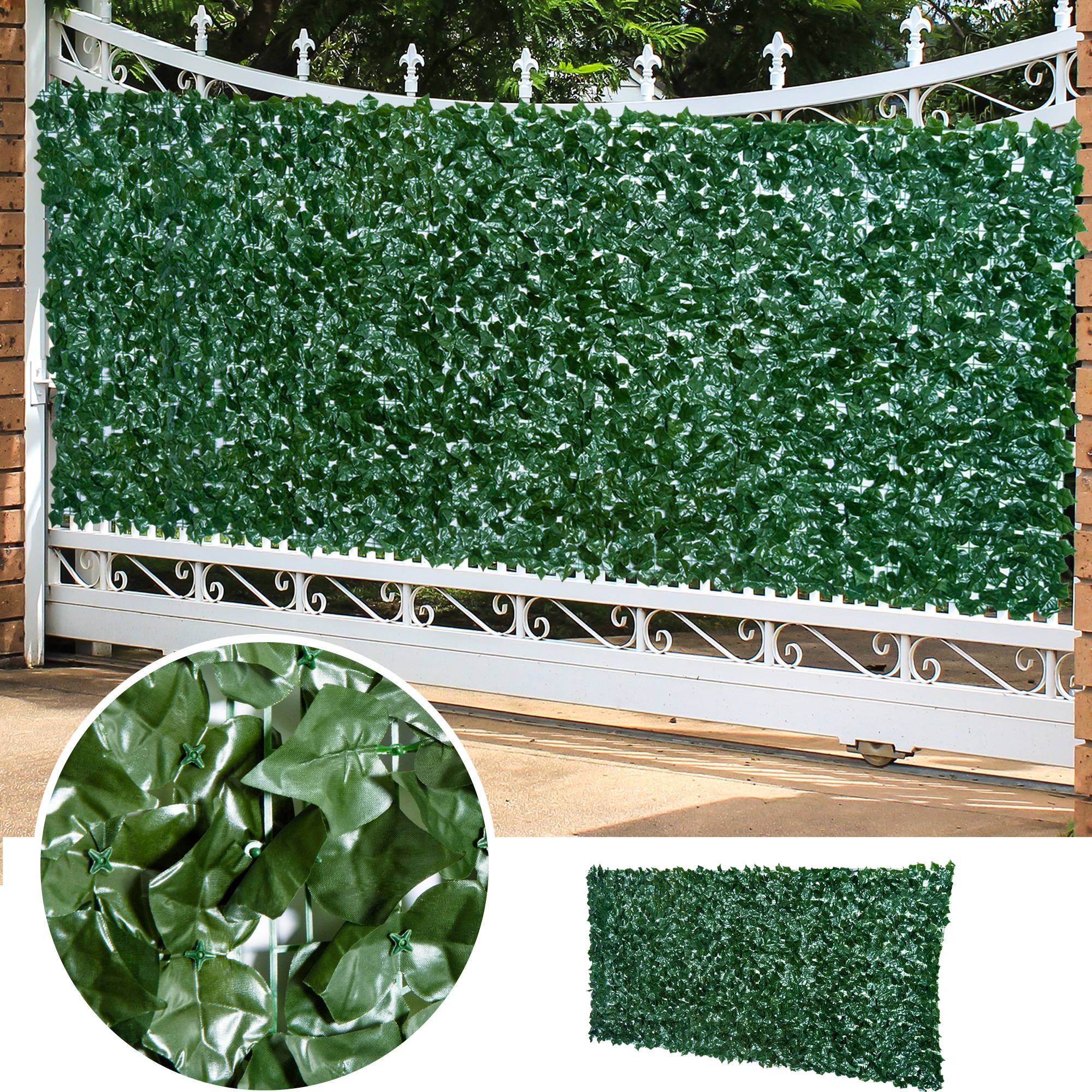 ComfortXL - Brise-vue haie artificielle en PE 300 x 150 cm vert foncé balcon terrasse clôture jardin feuillage anti-UV - Image 1