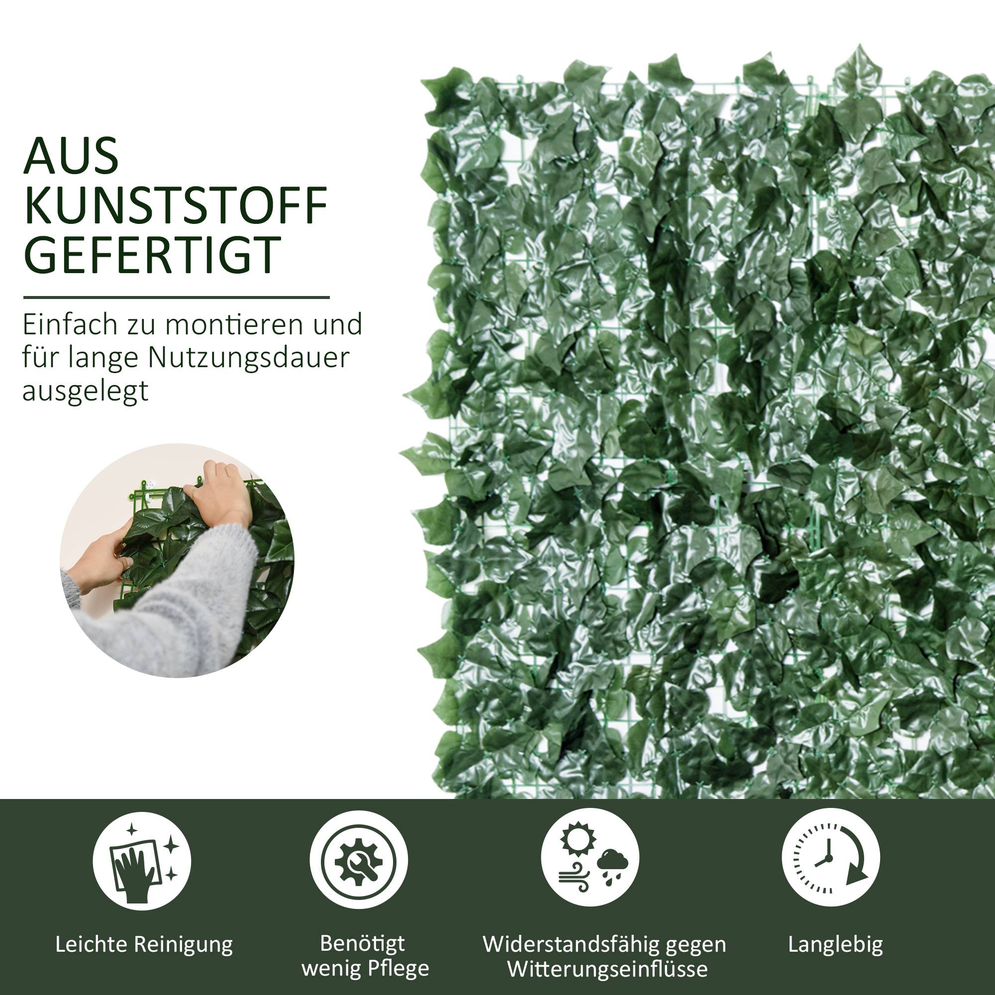 ComfortXL - Brise-vue haie artificielle en PE 300 x 150 cm vert foncé balcon terrasse clôture jardin feuillage anti-UV - Image 4