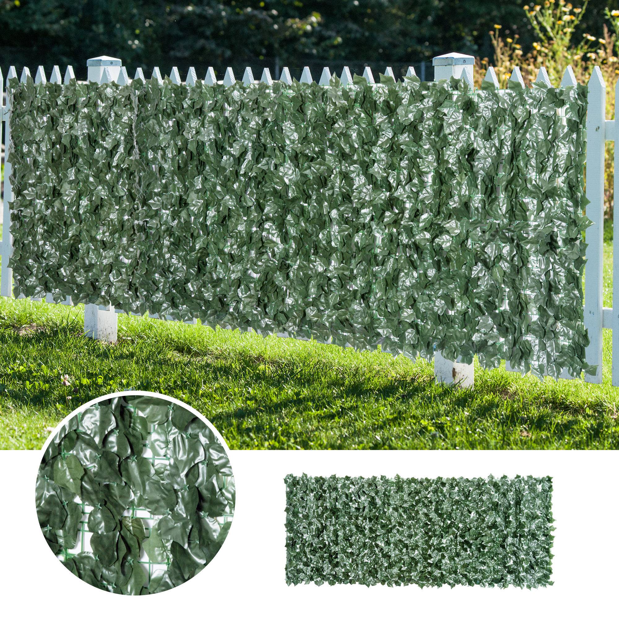 ComfortXL - Brise-vue haie artificielle en PE 300 x 150 cm vert foncé balcon terrasse clôture jardin feuillage anti-UV - Image 7