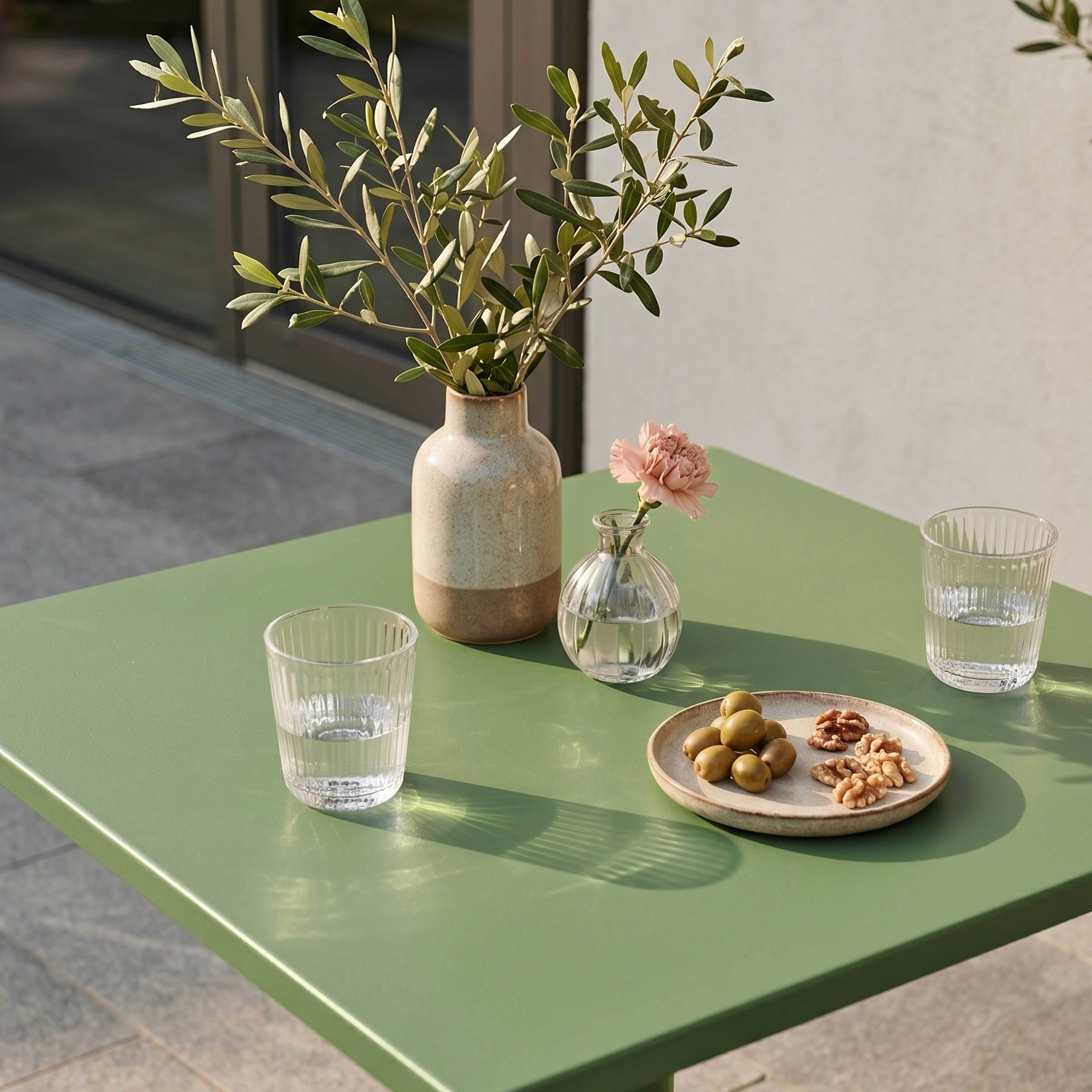 Oviala - Table de jardin bistrot avec plateau rabattable 70cm vert cactus Palavas - Oviala - Image 3