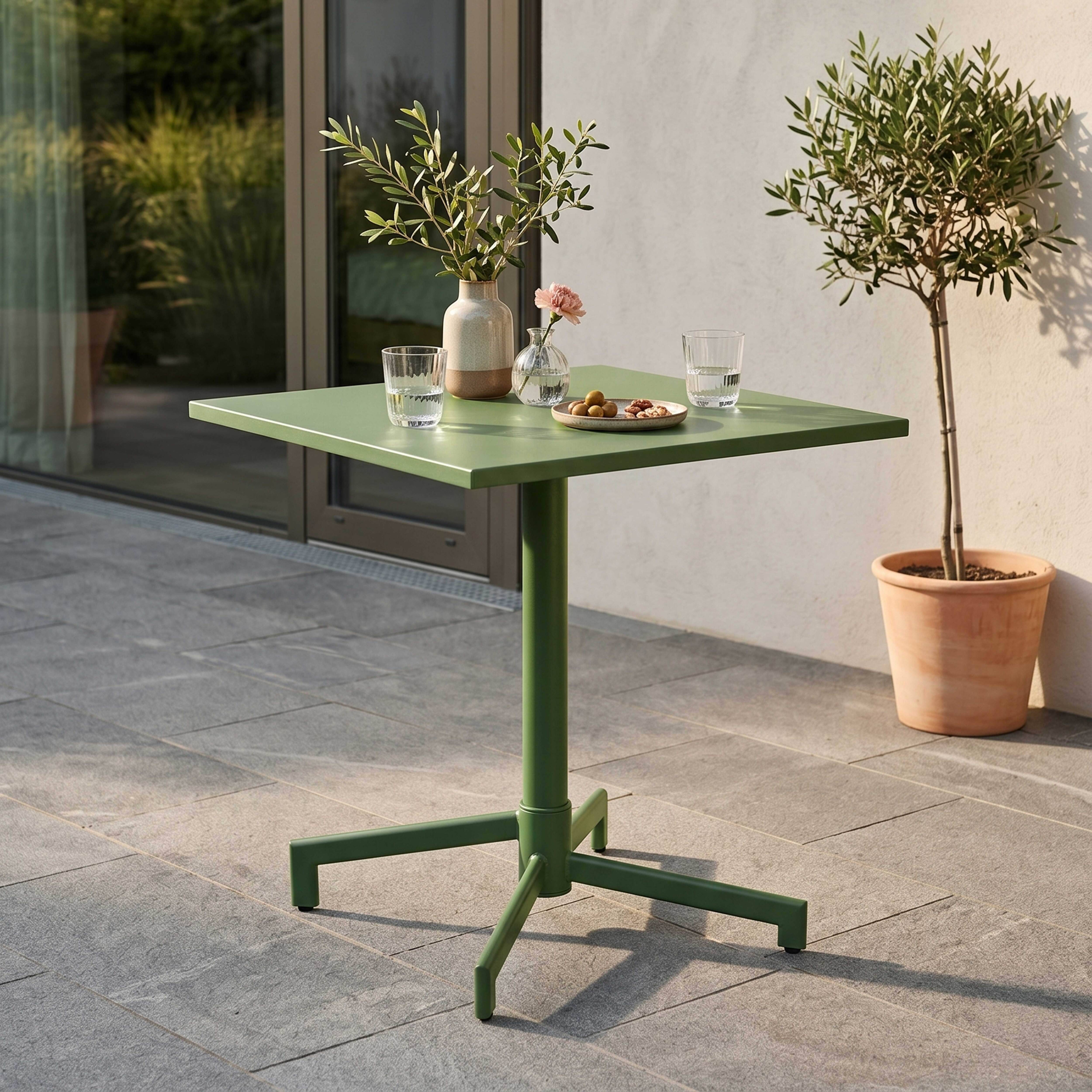 Oviala - Table de jardin bistrot avec plateau rabattable 70cm vert cactus Palavas - Oviala - Image 2