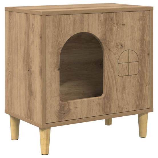 Abri Chat Intérieur Chêne Artisan Brun 52cm pour Chat Naturel Spacieux - ComfortXL Outdoor Living - Image 2