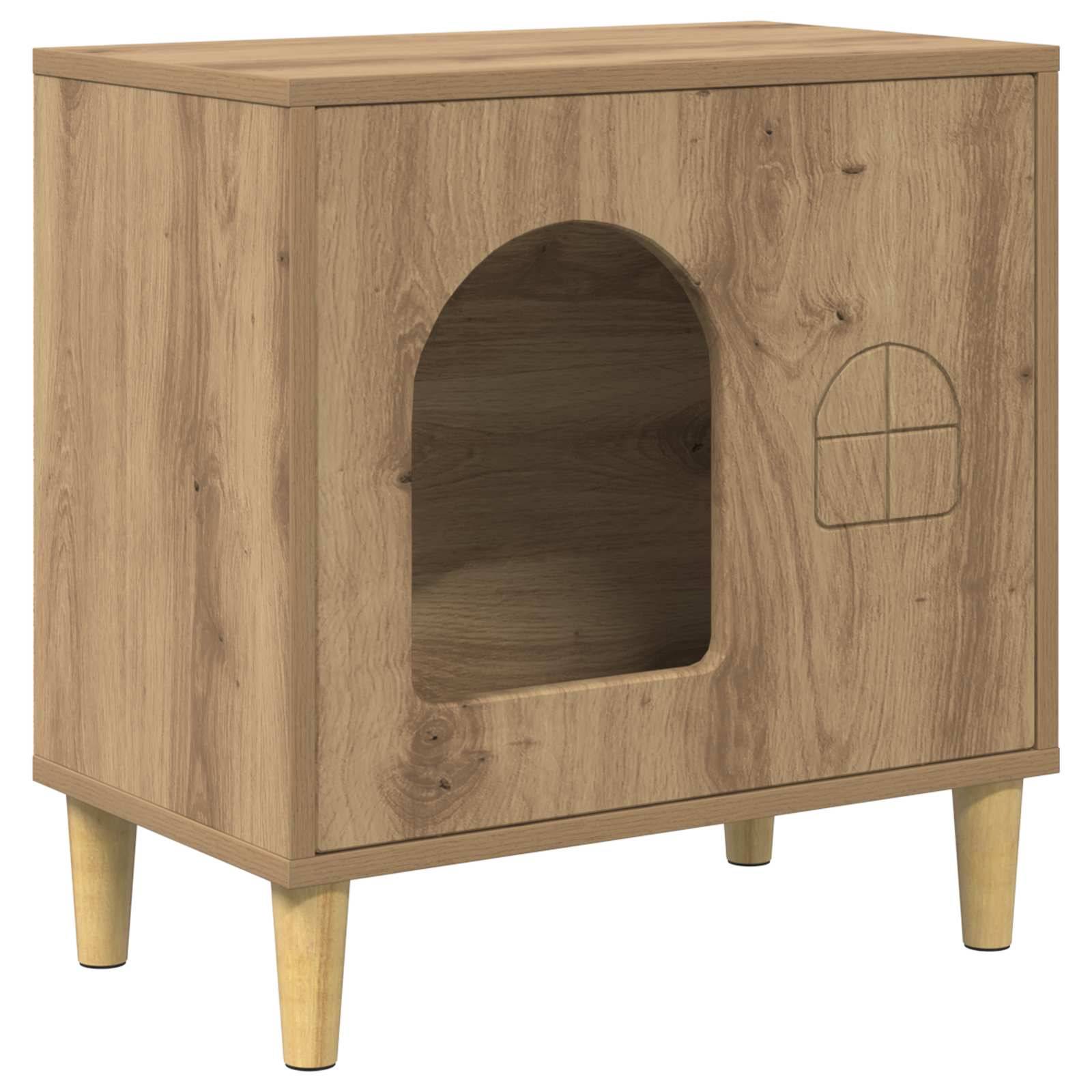 Abri Chat Intérieur Chêne Artisan Brun 52cm pour Chat Naturel Spacieux - ComfortXL Outdoor Living - Image 2