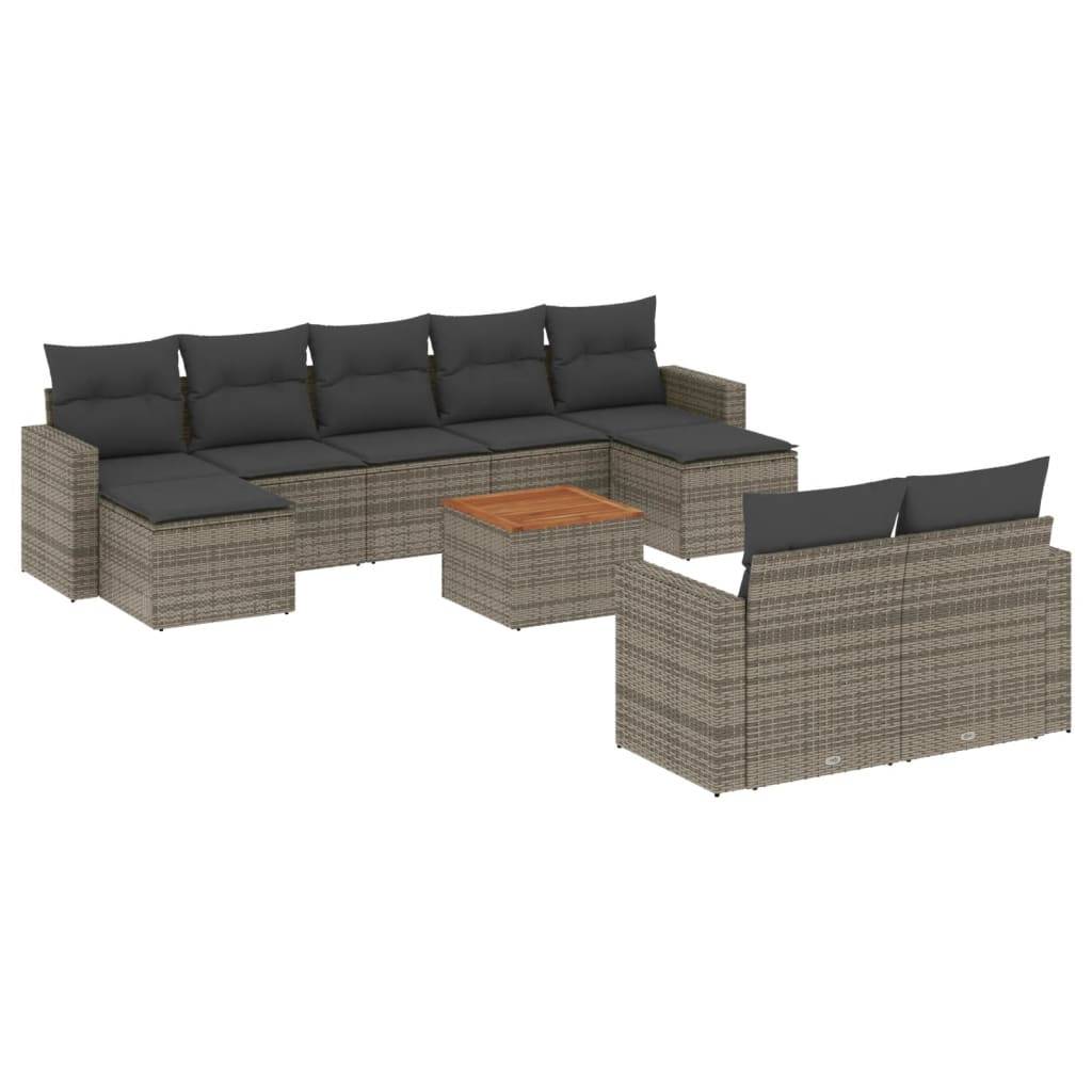 ComfortXL - Salon de Jardin Gris 9 Places en Résine Tressée Confortable Coussins Gris Foncé – ComfortXL Outdoor Living - Image 2
