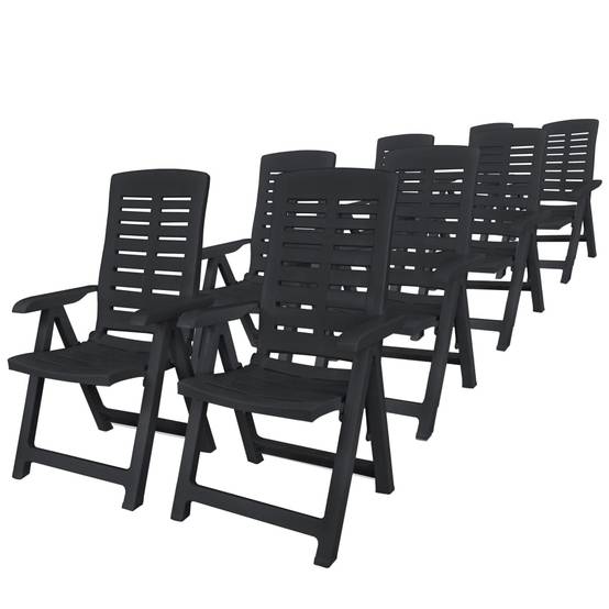 ComfortXL - Salon de Jardin 8 Personnes Plastique Table et Chaises Pliables Extérieur Anthracite – ComfortXL Outdoor Living - Image 2