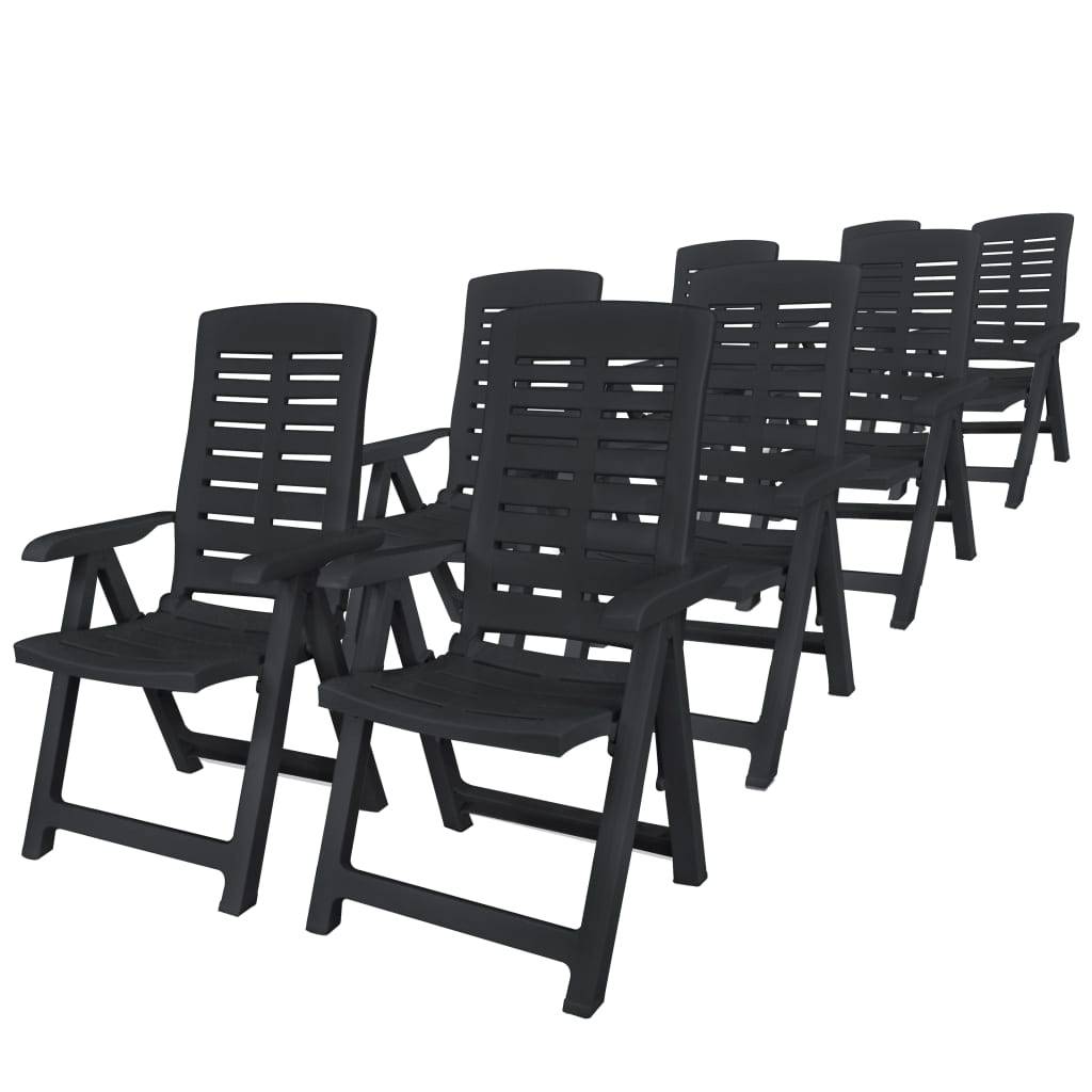 ComfortXL - Salon de Jardin 8 Personnes Plastique Table et Chaises Pliables Extérieur Anthracite – ComfortXL Outdoor Living - Image 2
