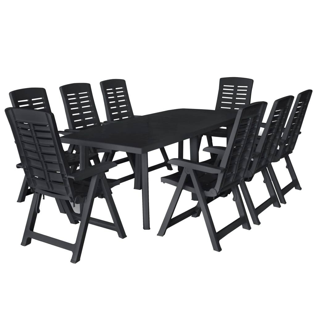 ComfortXL - Salon de Jardin 8 Personnes Plastique Table et Chaises Pliables Extérieur Anthracite – ComfortXL Outdoor Living - Image 1
