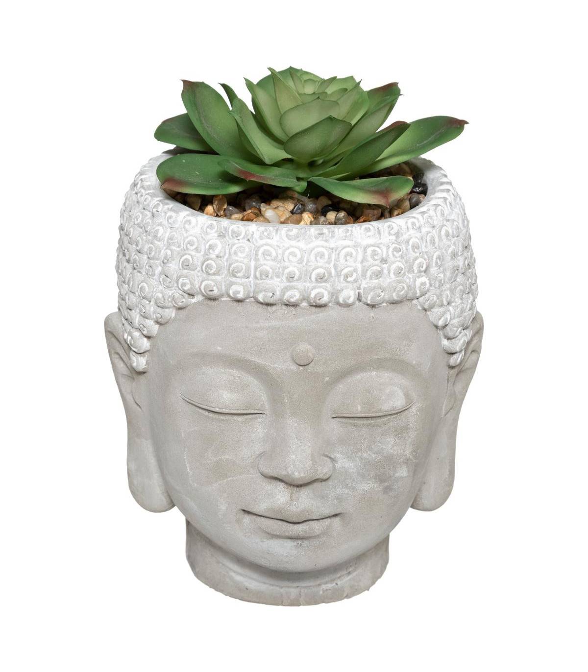 Plante Artificielle Pot Bouddha en Ciment D 13,5 x H 18 cm - Imagen 1