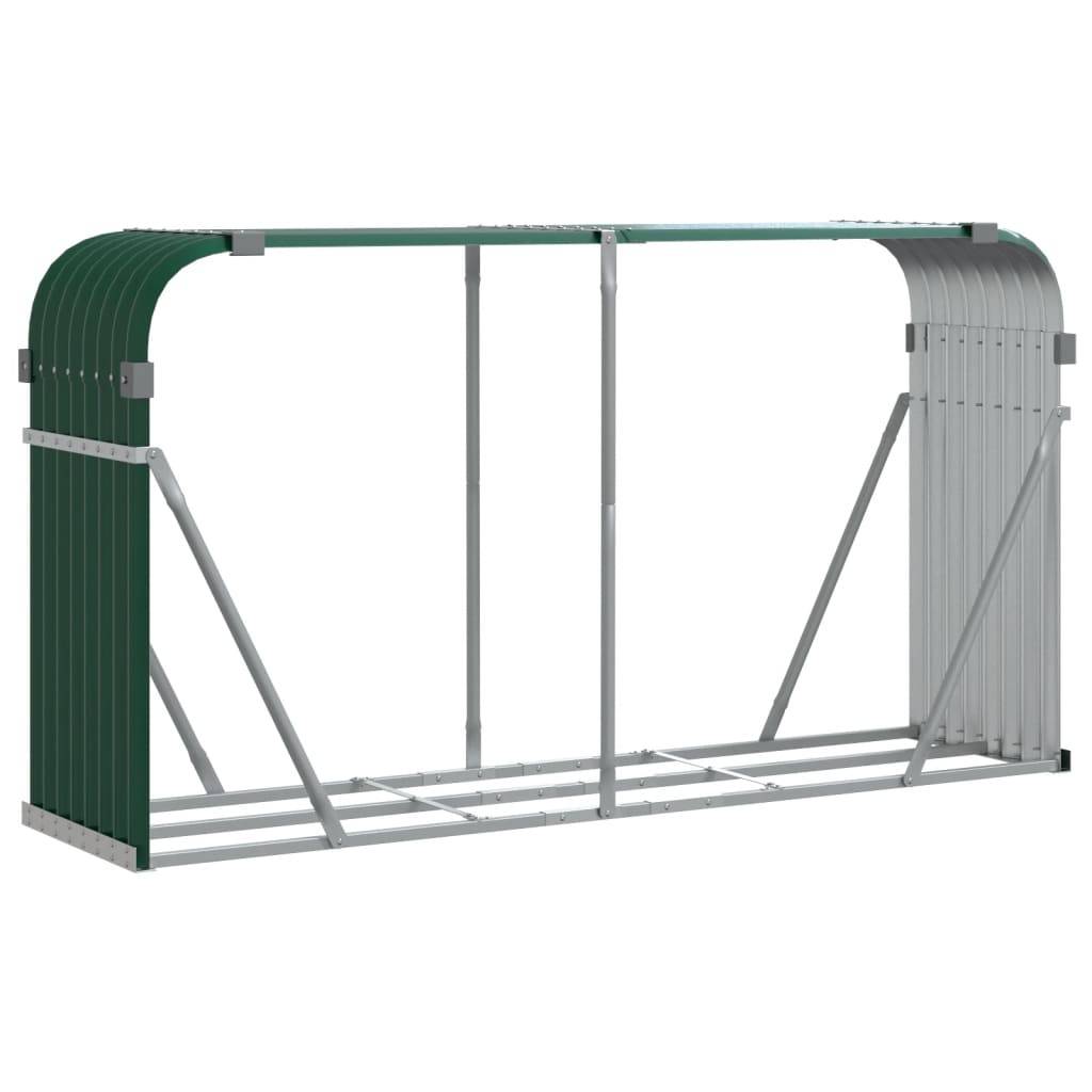 Range-bûches en acier galvanisé pour jardin 180x45x100 cm Vert – ComfortXL Outdoor Living - Image 2