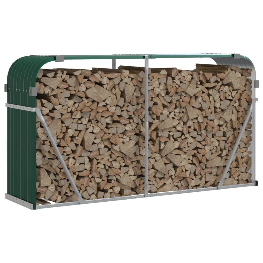 Range-bûches en acier galvanisé pour jardin 180x45x100 cm Vert – ComfortXL Outdoor Living - Image 3