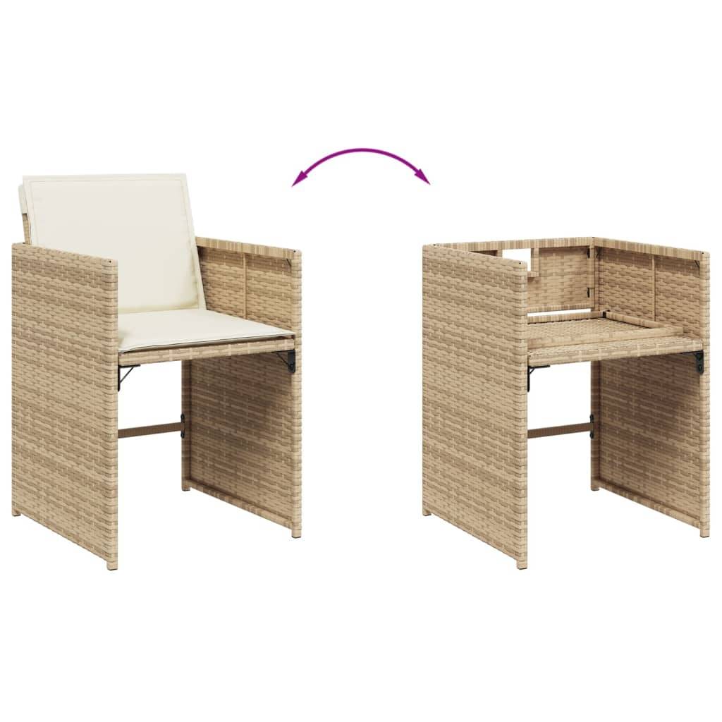 ComfortXL - Salon de Jardin Encastrable 10 Personnes en Résine Tressée Beige, Table 6 Chaises et 4 Tabourets – ComfortXL Outdoor Living - Image 7