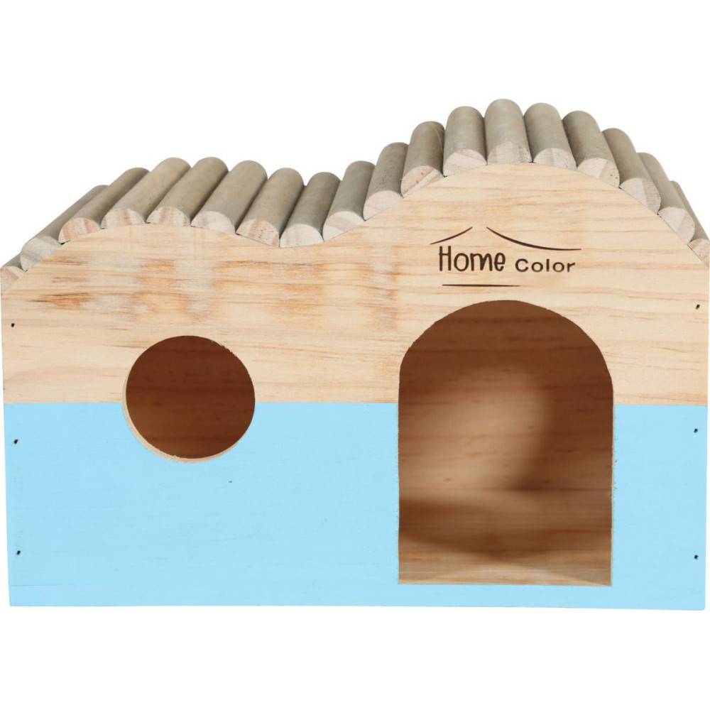 animallparadise - Maison en bois rectangulaire, toit demi rond, bleu, 29.5 cm  x 18 cm H 20 cm pour rongeur - Imagen 8