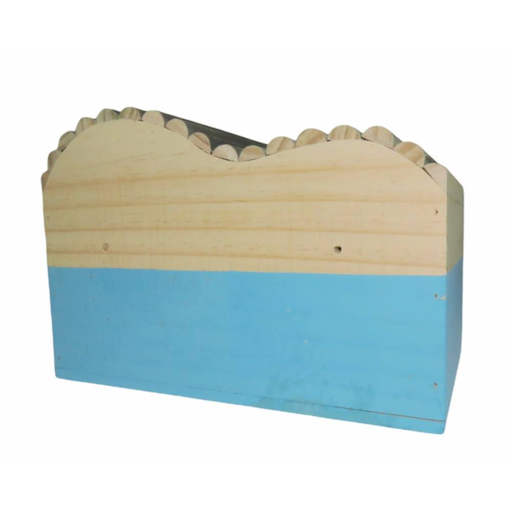 animallparadise - Maison en bois rectangulaire, toit demi rond, bleu, 29.5 cm  x 18 cm H 20 cm pour rongeur - Imagen 6