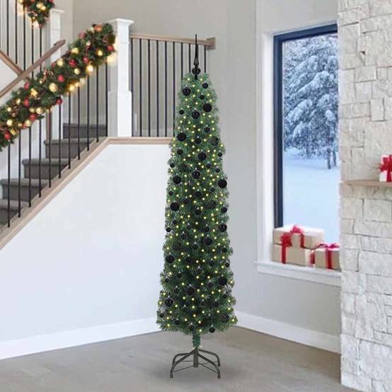 ComfortXL - Sapin de Noël Lumineux 240 cm Vert, Kit Prêt à l'Emploi avec Guirlande LED et 120 Décorations – ComfortXL Outdoor Living - Image 1