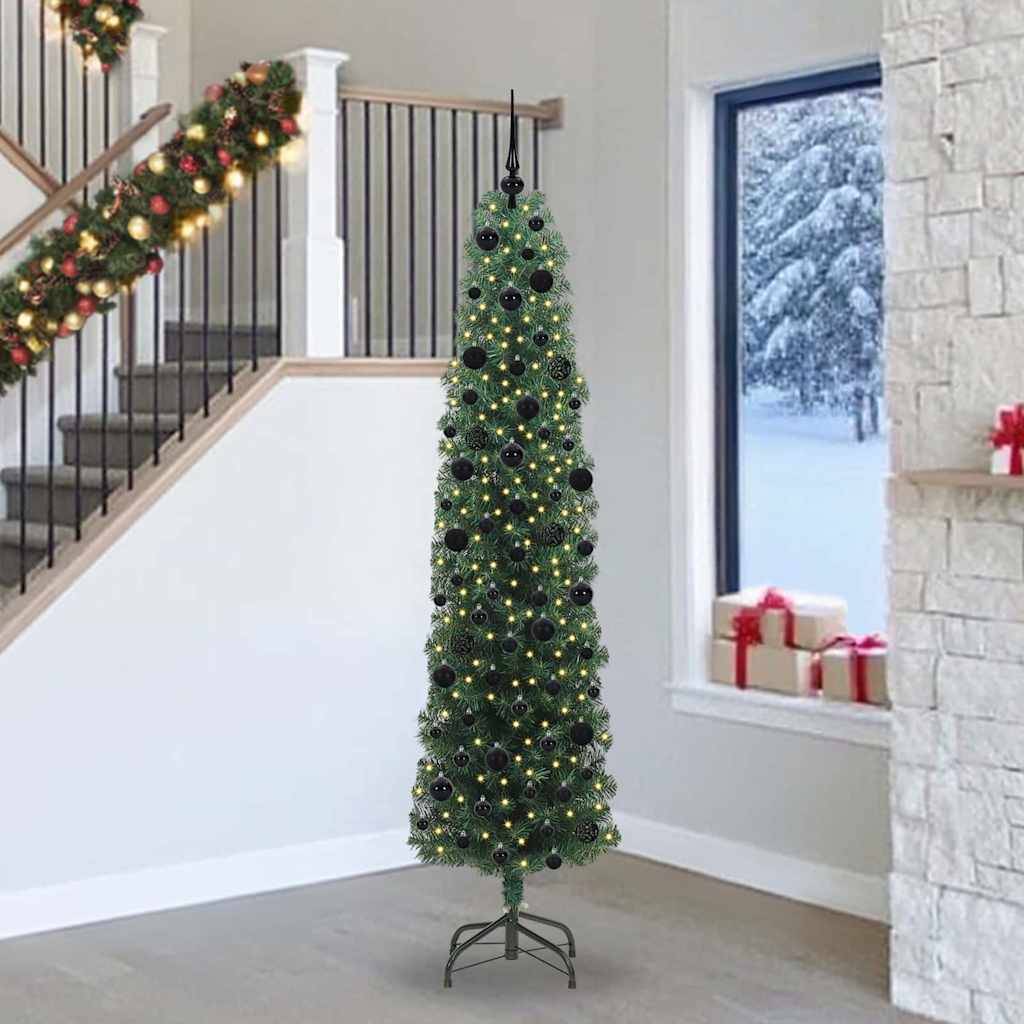 ComfortXL - Sapin de Noël Lumineux 240 cm Vert, Kit Prêt à l'Emploi avec Guirlande LED et 120 Décorations – ComfortXL Outdoor Living - Image 1