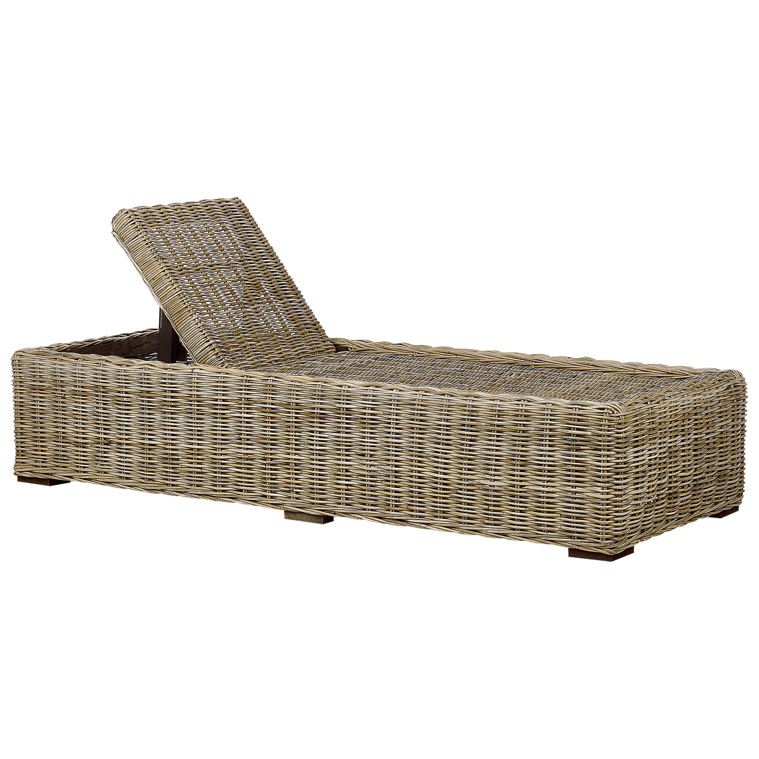Bain de Soleil en Rotin Naturel avec Coussins Taupe Dossier Réglable Boho Traditionnel Patio Extérieur - Image 4