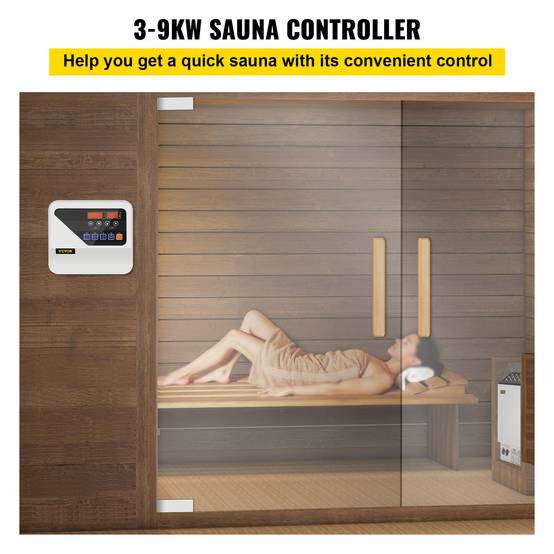 VEVOR Contrôleur numérique sauna pour poêle 3-9kW, avec capteur température, pour durée/chauffage sauna. - Image 2