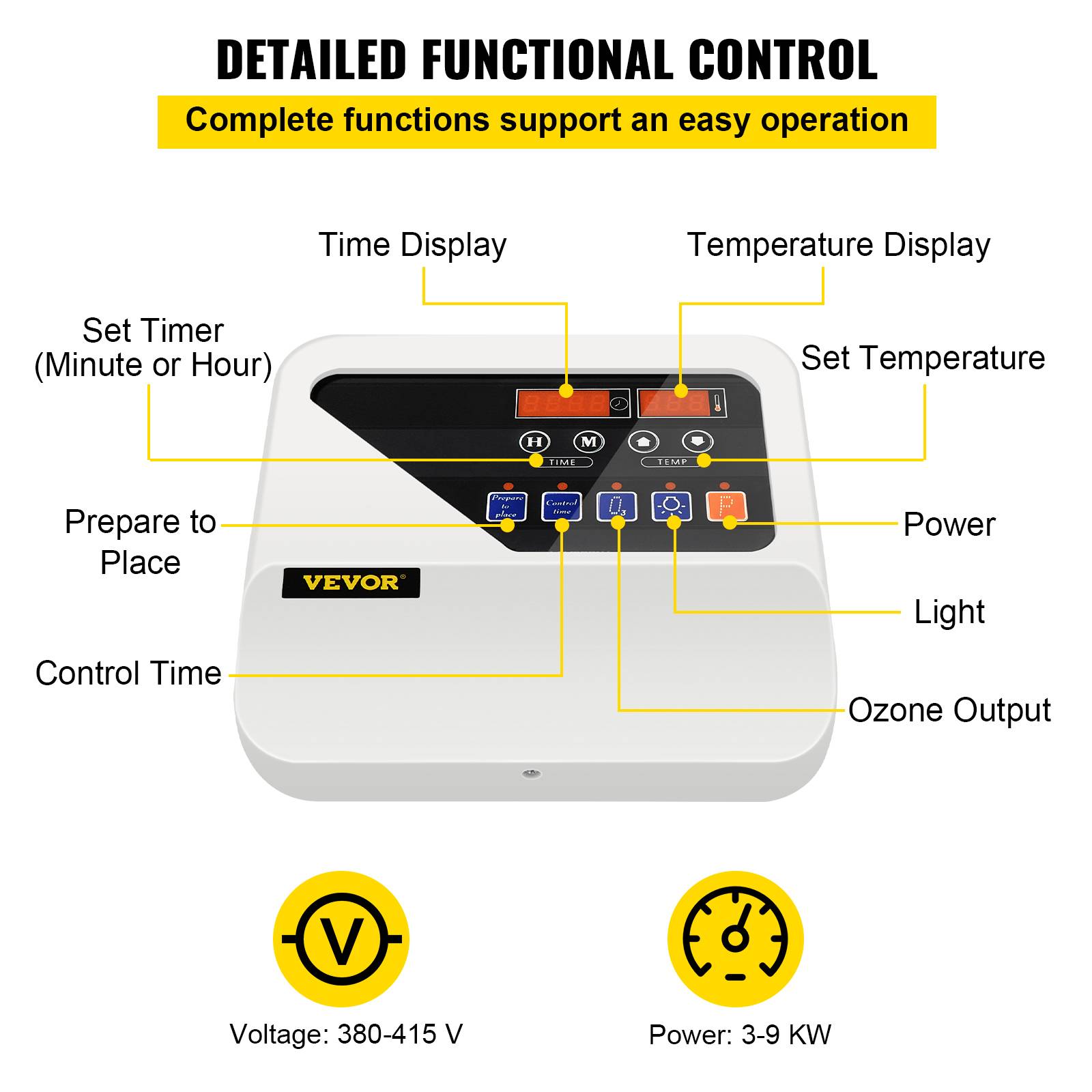VEVOR Contrôleur numérique sauna pour poêle 3-9kW, avec capteur température, pour durée/chauffage sauna. - Image 3