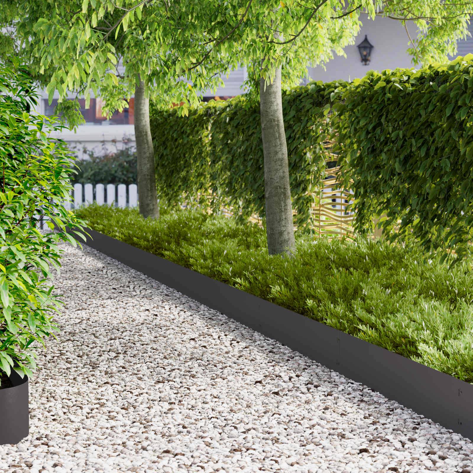 Bordure de jardin métal aménagement extérieur séparation emboîtable 10pcs 103x25cm noir - ComfortXL Outdoor Living - Image 1