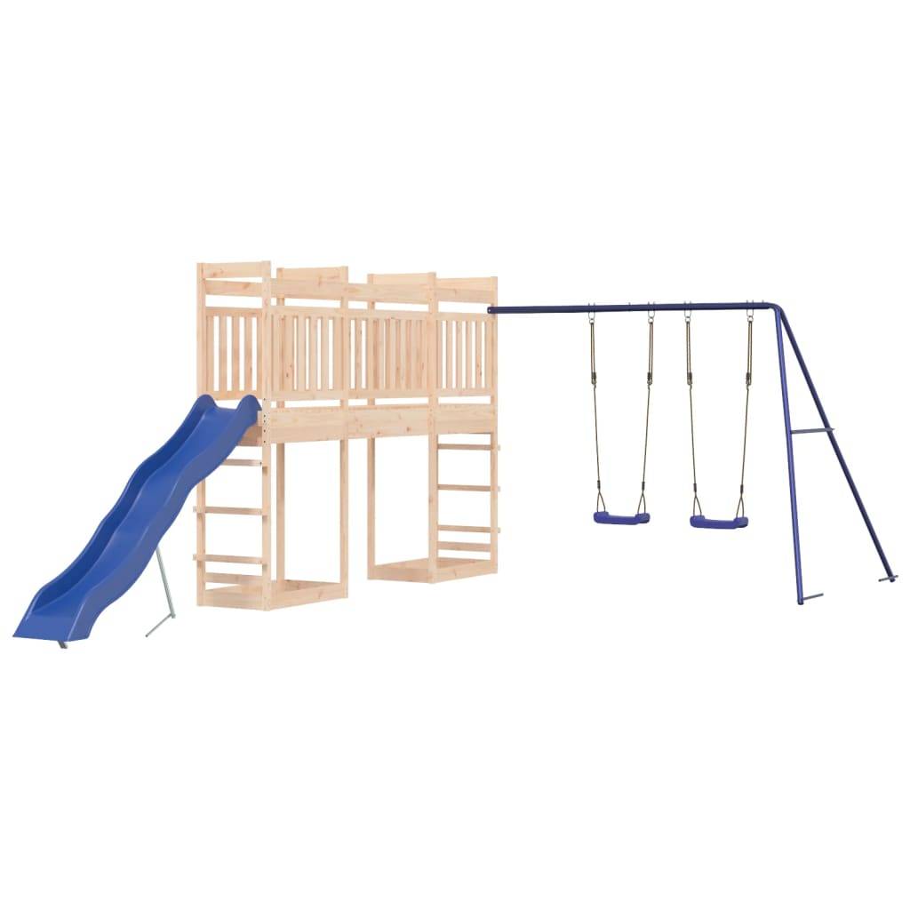 Helloshop26 - Aire de jeux d'extérieur balançoires toboggan portiques robuste jeux 314 x 535 x 207 cm bois de pin massif - Imagen 1