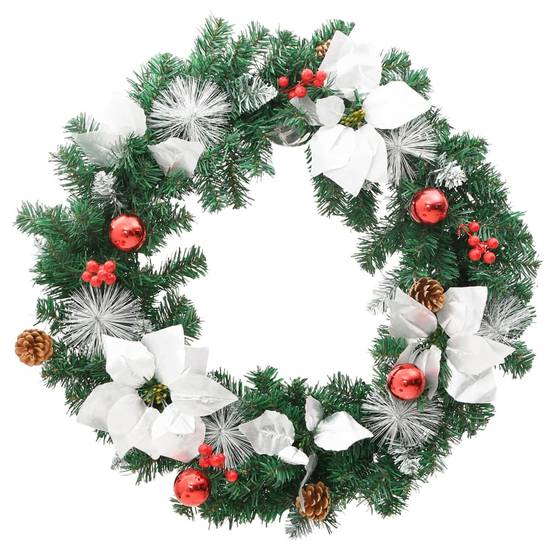 Couronne de Noël - Guirlande de Noël - Décorations De Noël avec lumières LED vert 60 cm PVC-JU11983 - Image 3