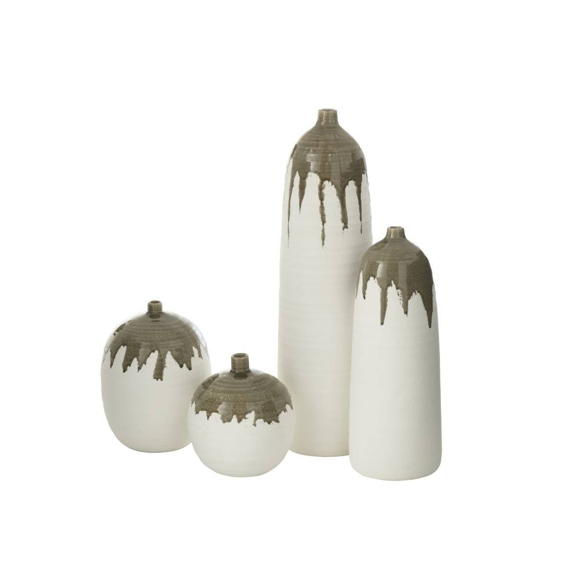 Vase Bouteille en Argile "Olea" 47cm Blanc & Vert - Image 3