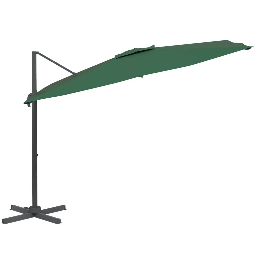 Helloshop26 - Parasol meuble de jardin déporté avec mât en aluminium 400 x 300 cm vert - Imagen 2