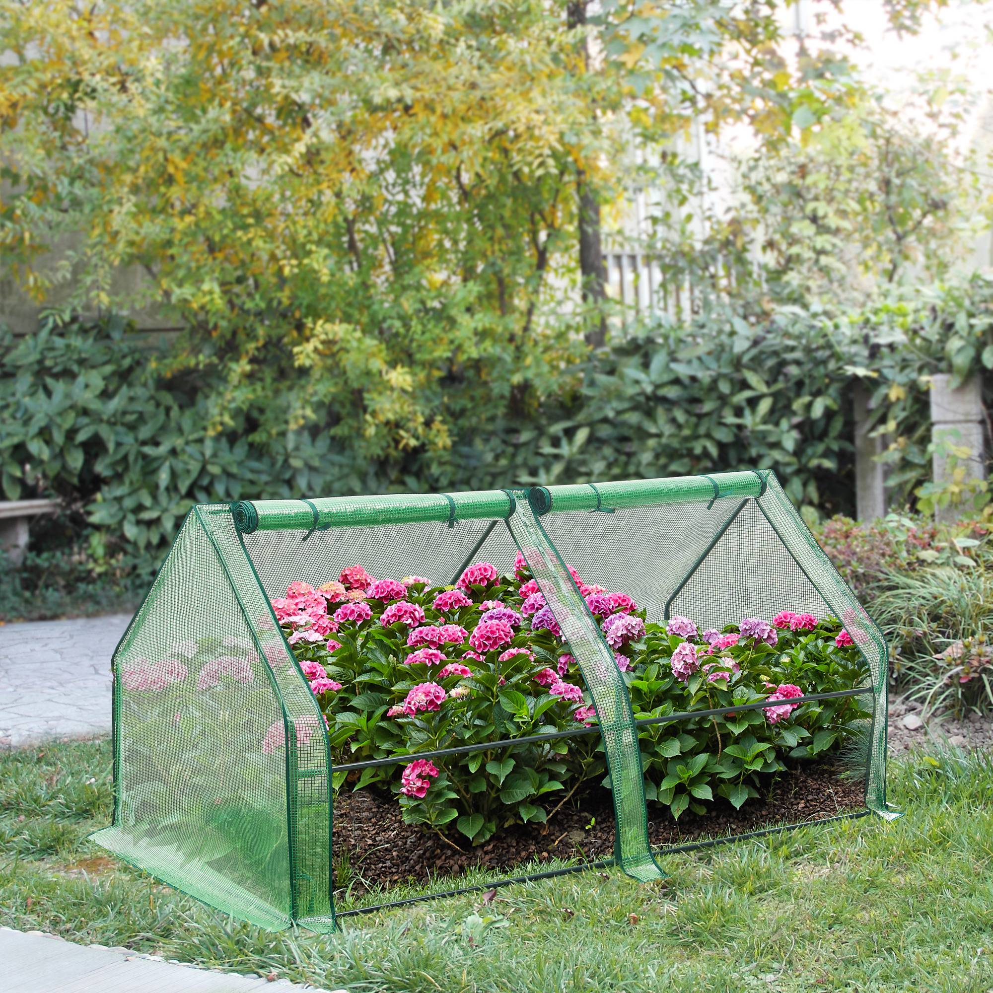 Châssis de jardin Nissewaard à 2 fenêtres en acier et polyéthylène 180 x 90 x 90 cm vert [en.casa] - Image 2